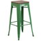 Merrick Lane Dalton Series Backless Metal Dining Stool with Wooden Seat for Indoor Use